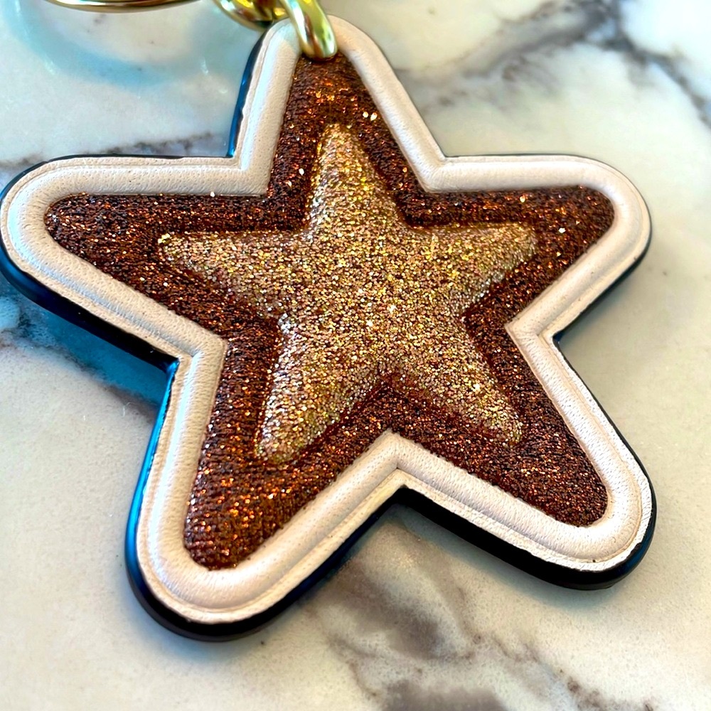Coach Leather Glitter Bag Charm Keychain - Picture 2 of 9